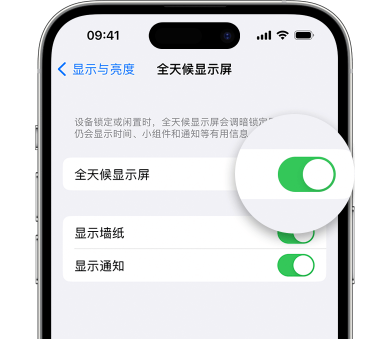 高密苹果15预约维修分享iPhone15如何设置全天候显示屏幕可见 